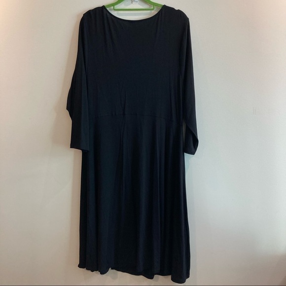 TORRID Sz 1 Faux Wrap Midi Jersey Knit 3/4 Sleeves Elastic Waist Band Dress - Picture 3 of 12